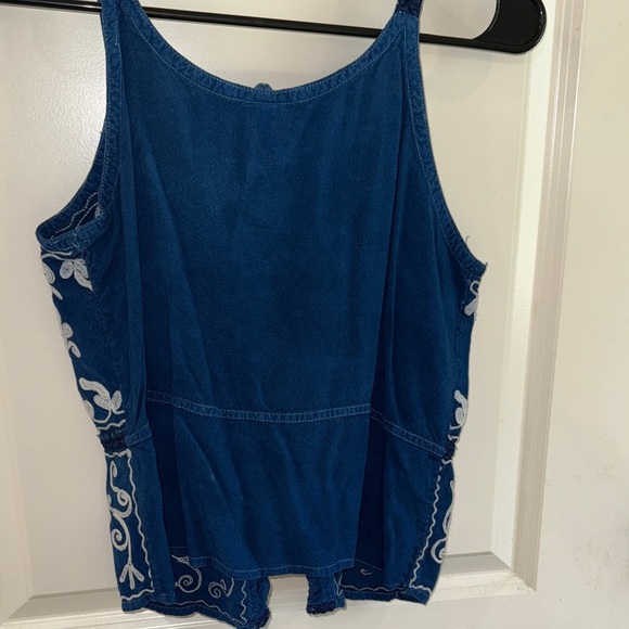 Vintage Navy and White Embroidered Tank Top - Picture 3 of 7